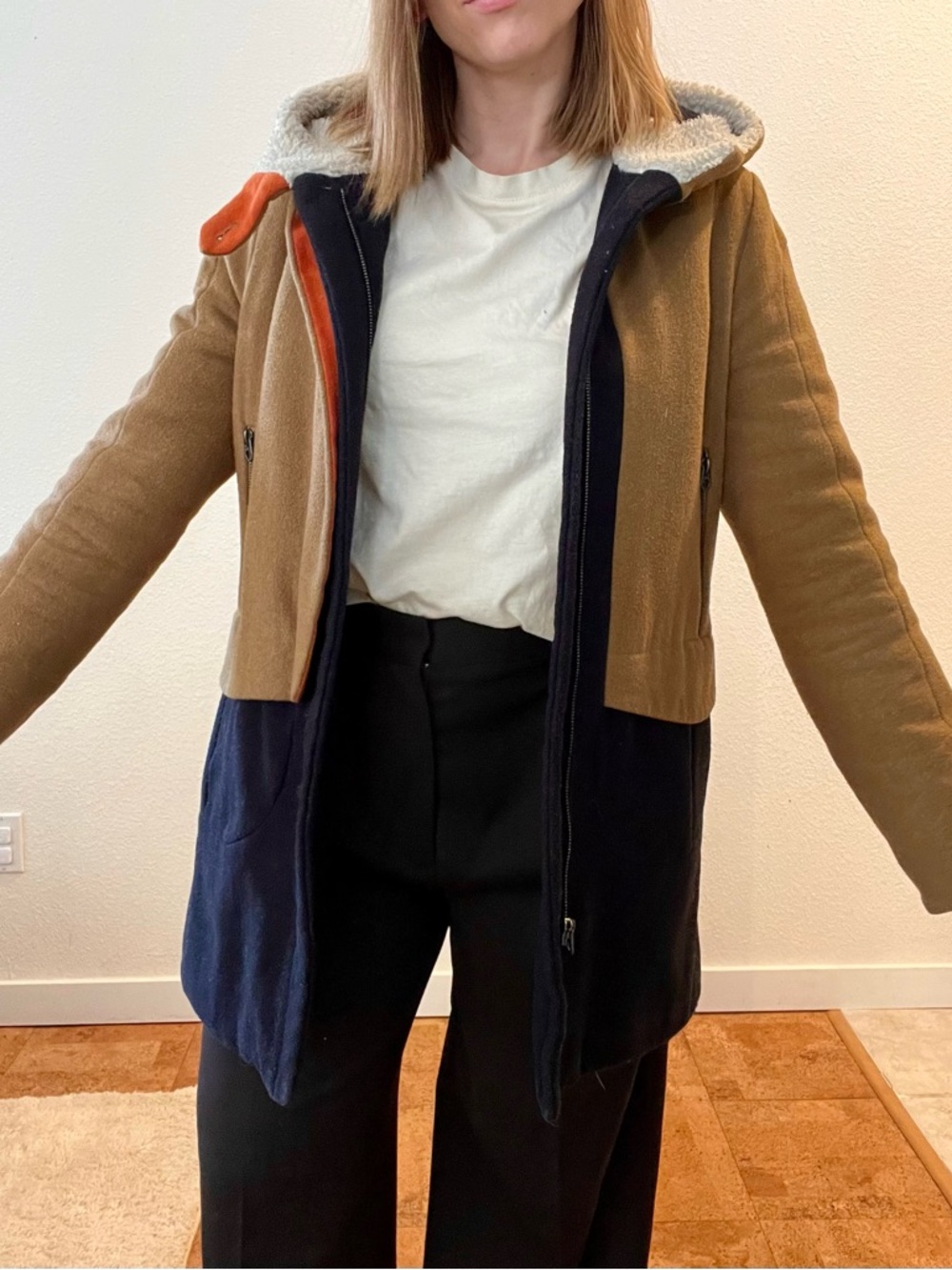 Members Only Sherpa-Lined Jacket in Navy and Cream